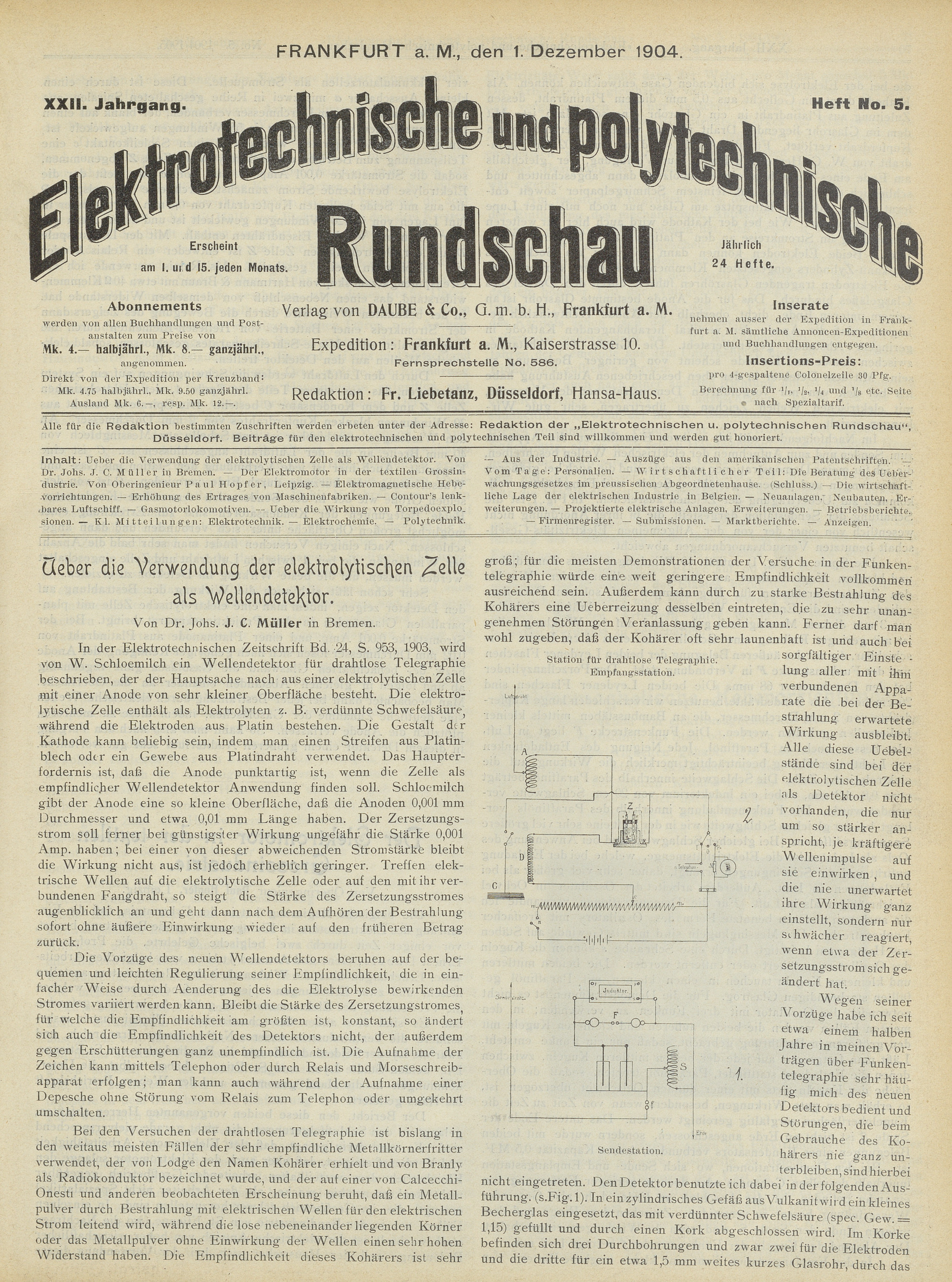 Elektrotechnische und polytechnische Rundschau, XXII. Jahrgang, Heft No. 5