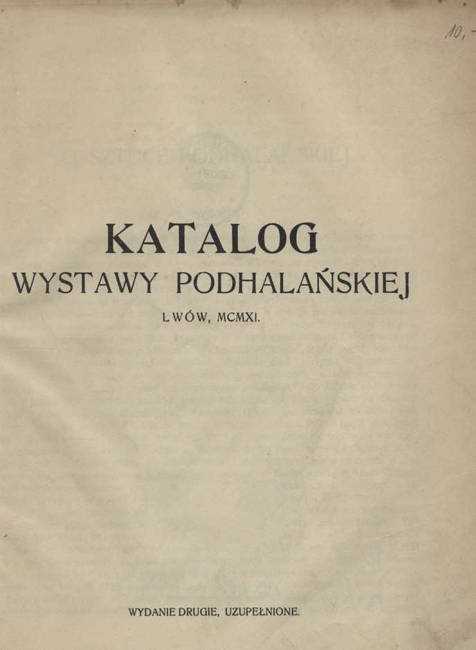 Katalog wystawy podhalańskiej, Lwów, 1911