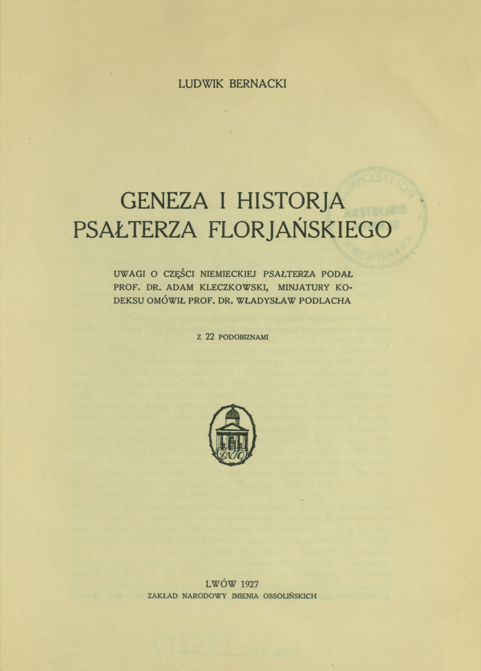 Geneza i historja Psałterza Florjańskiego