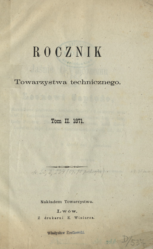 Rocznik Towarzystwa technicznego : T. 2, 1871