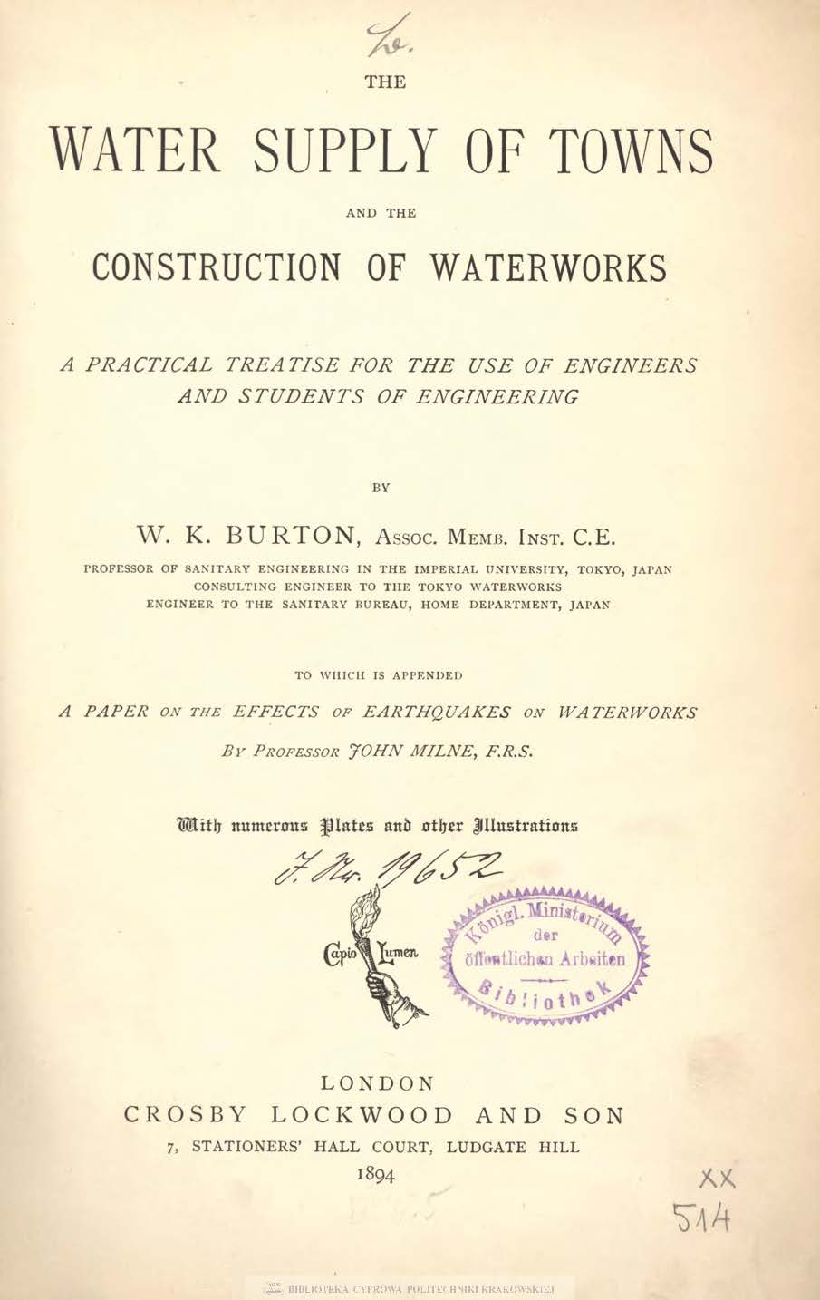 The water supply of towns and the construction of waterworks : a practical treatise for the use of engineers and students of engineering