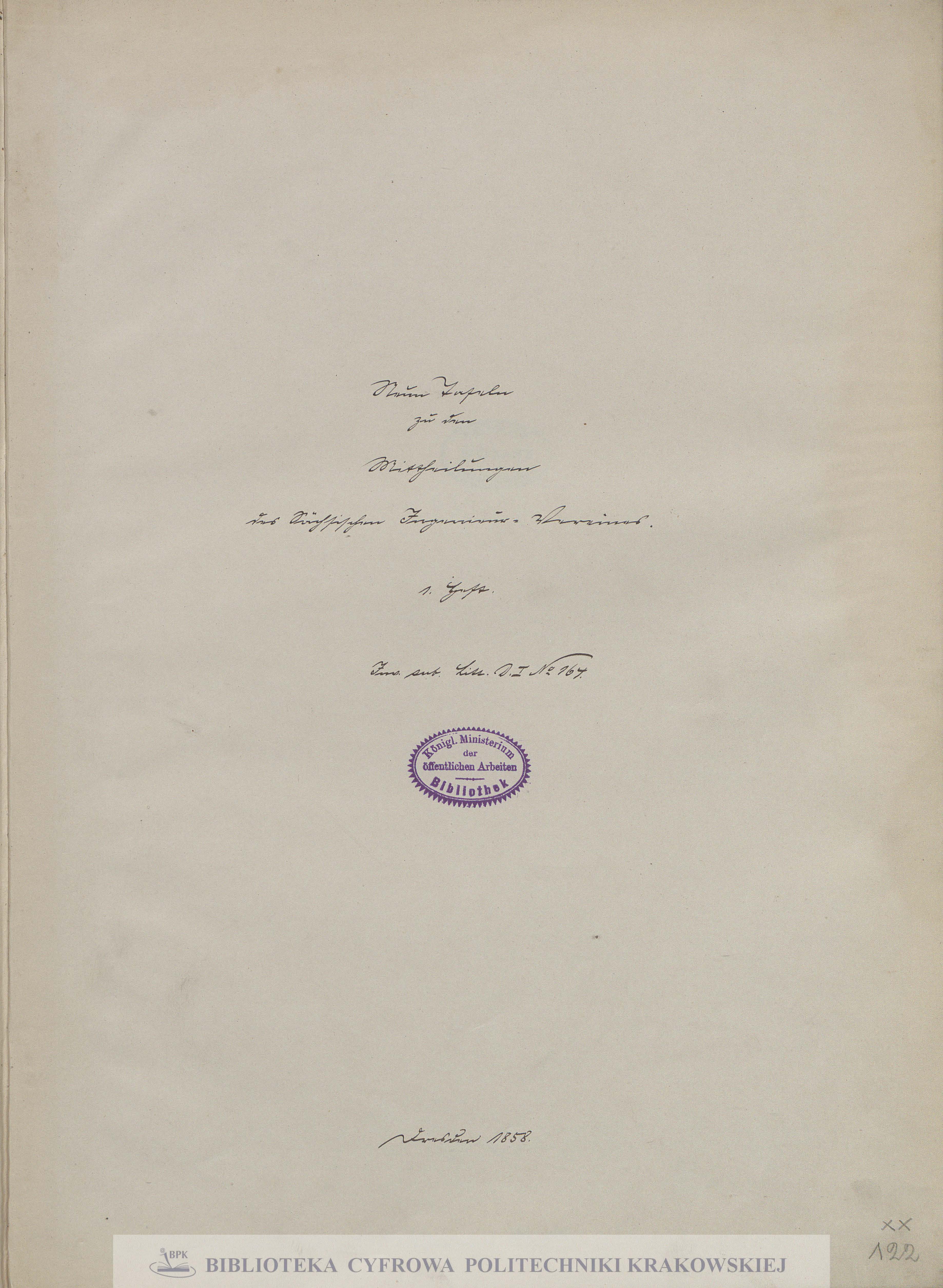 Mittheilungen des Sachssischen Ingenieur Vereins. [H.] 1, Atlas
