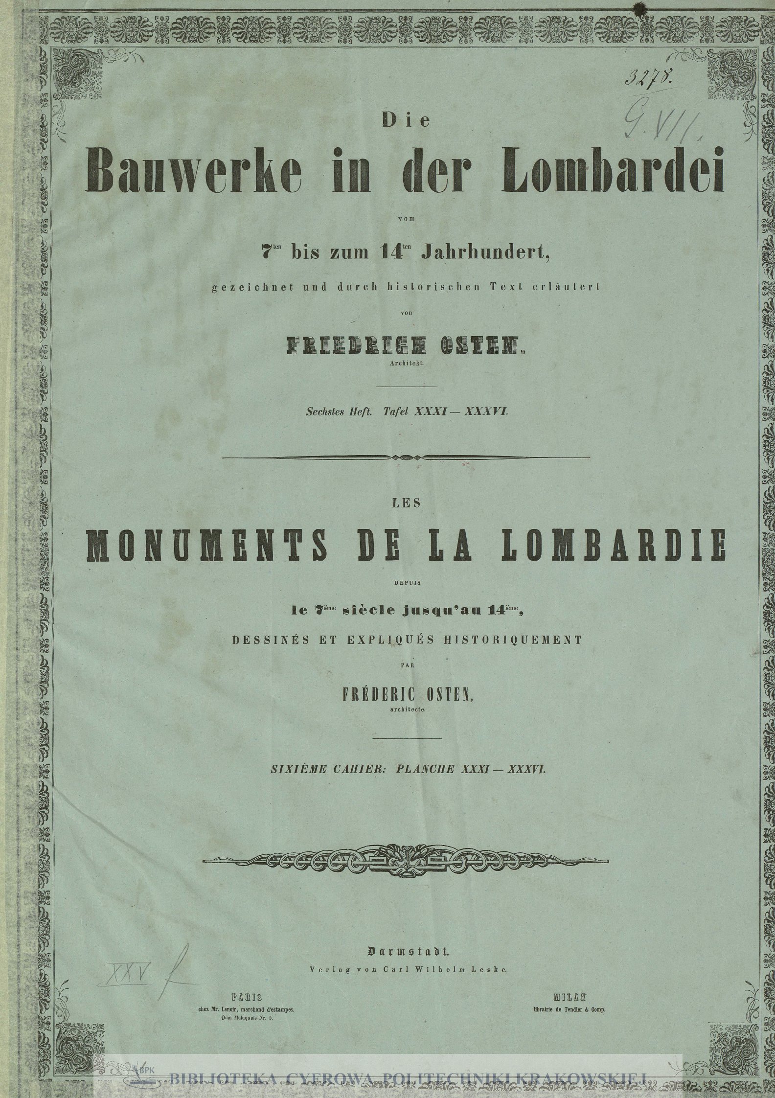 Die Bauwerke in der Lombardei vom 7. bis zum 14. Jahrhundert, gezeichnet und durch historischen Text erläutert
