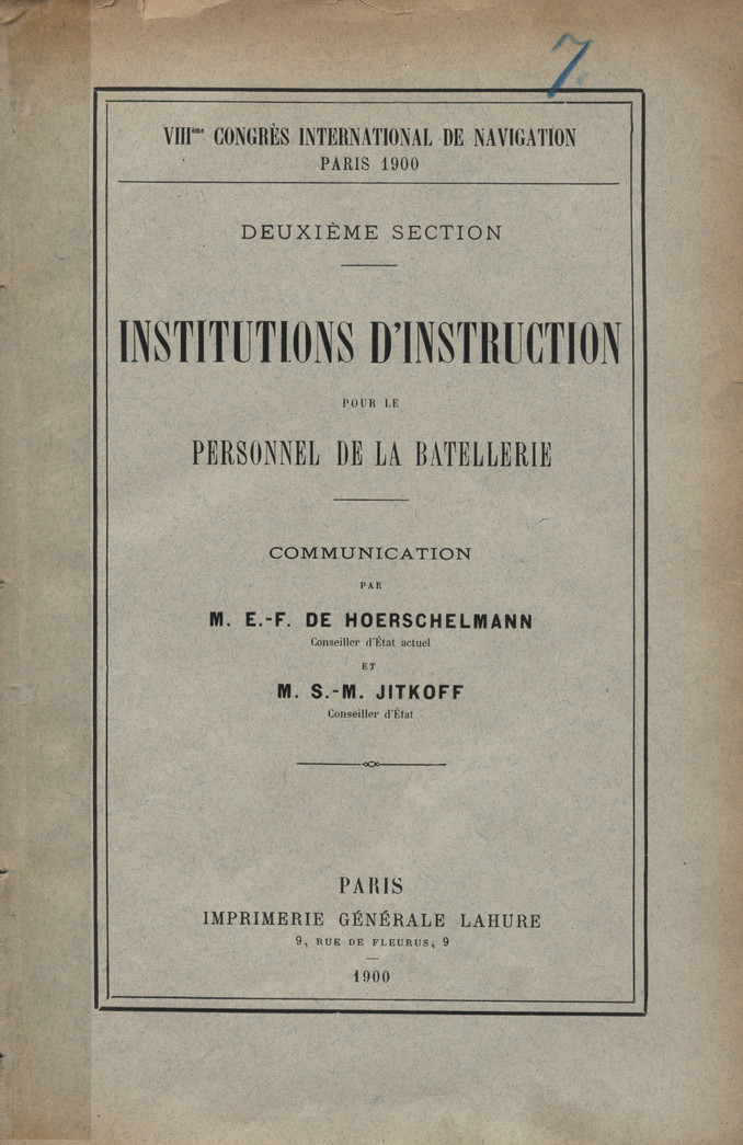 VIII Congrés International de Navigation, Paris - 1900. Sect. 2, Institutions d&amp;#039;instruction pour le personnel de la batellerie : communication