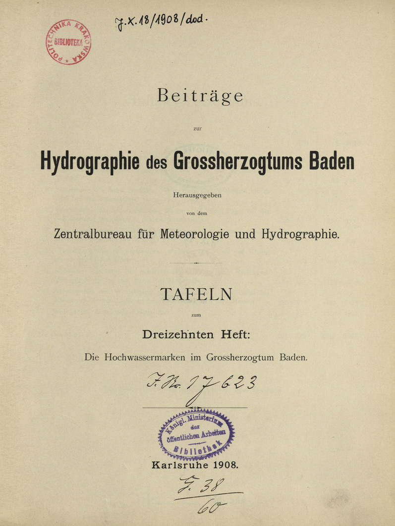 Beiträge zur Hydrographie des Grossherzogtums Baden : tafeln zum dreizehnten heft