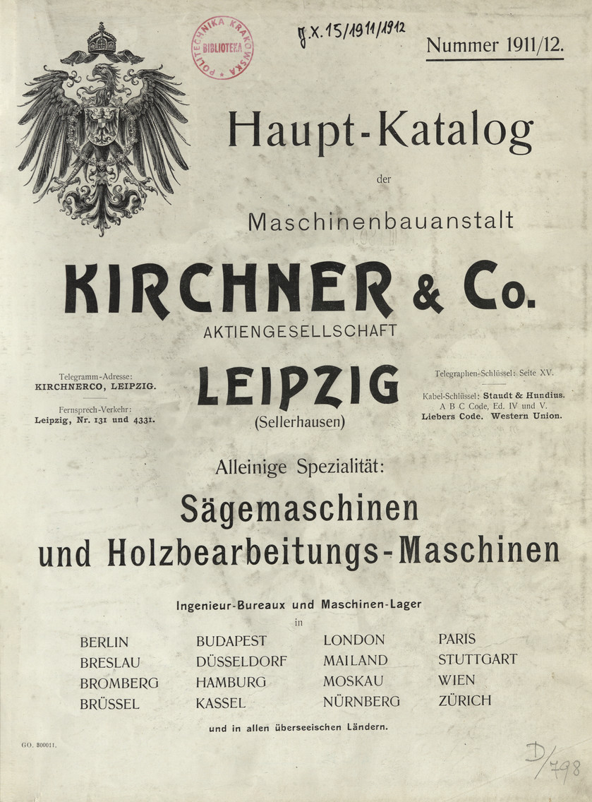 Haupt-Katalog der Maschinenbauanstalt Kirchner &amp;amp; Co. Aktiengesellschaft