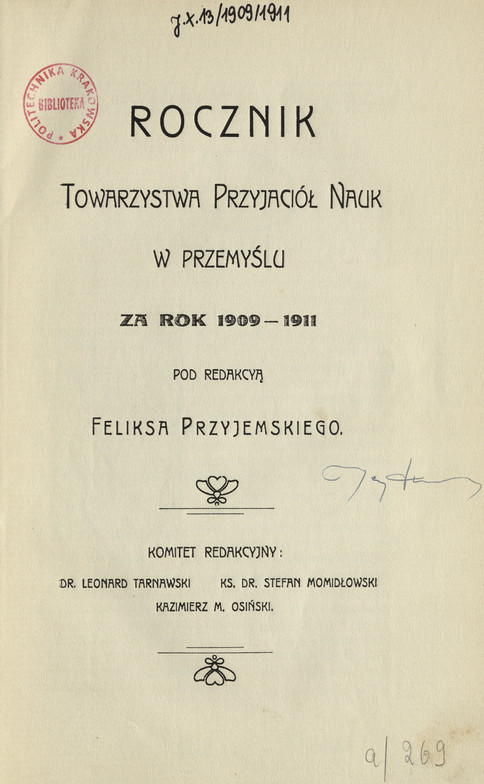 Rocznik Towarzystwa Przyjaciół Nauk w Przemyślu za rok 1909-1911