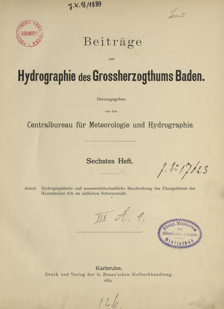 Beiträge zur Hydrographie des Grossherzogtums Baden, 1889