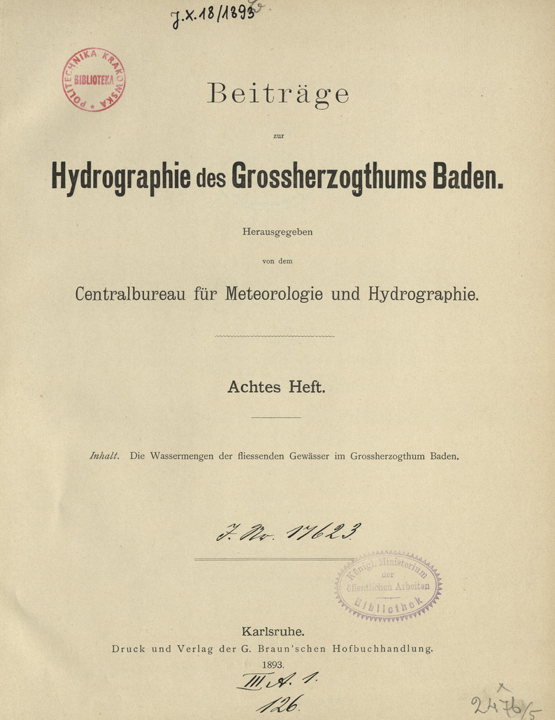 Beiträge zur Hydrographie des Grossherzogtums Baden, 1893