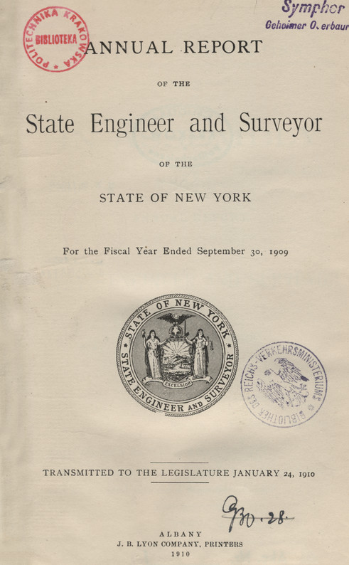 Annual report of the State Engineer and Surveyor of the state of New York for the Fiscal Year Ended September 30,  1909
