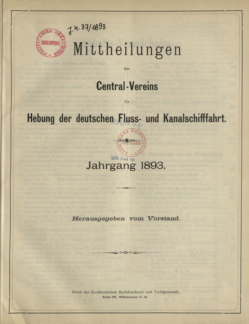 Mittheilungen des Central-Vereins für Hebung der Deutschen Fluss- und Kanalschifffahrt : Jahrgang 1893, No. 6