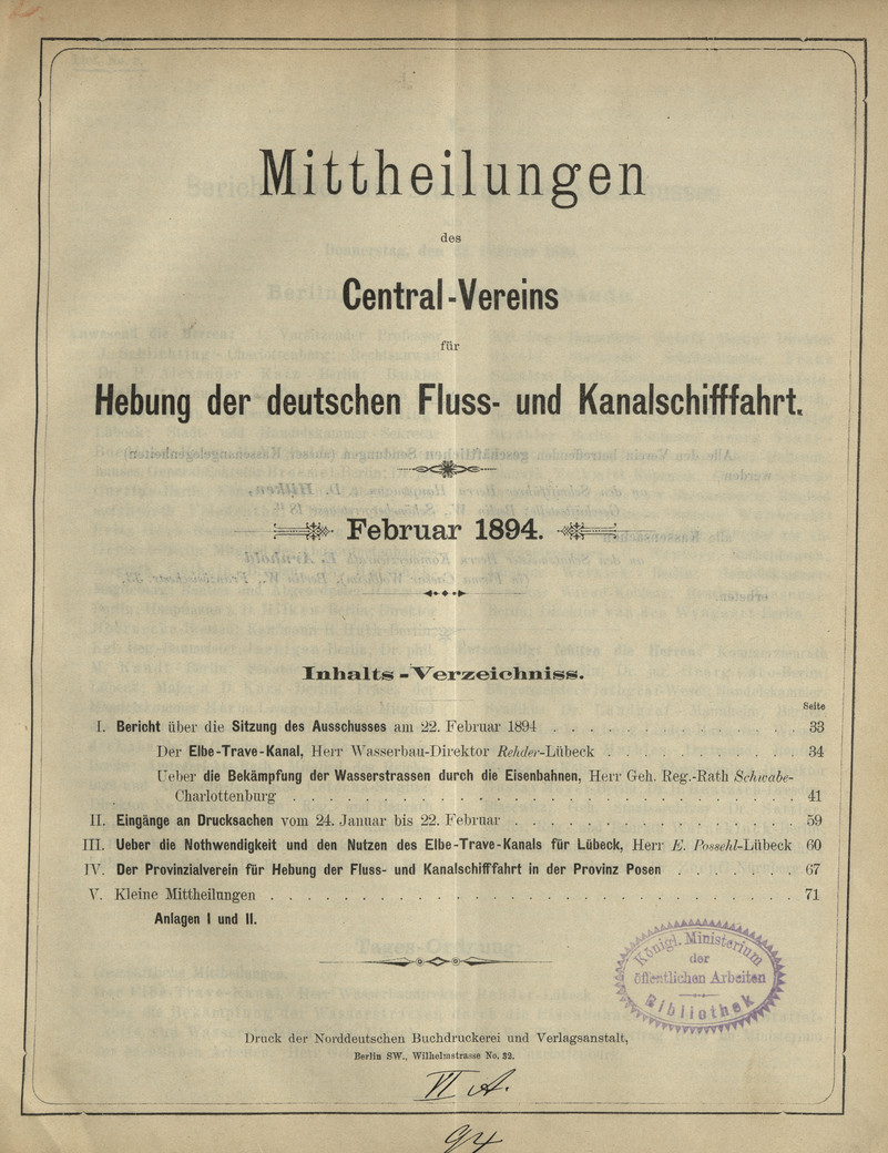 Mittheilungen des Central-Vereins für Hebung der Deutschen Fluss- und Kanalschifffahrt : Jahrgang 1893, No. 2