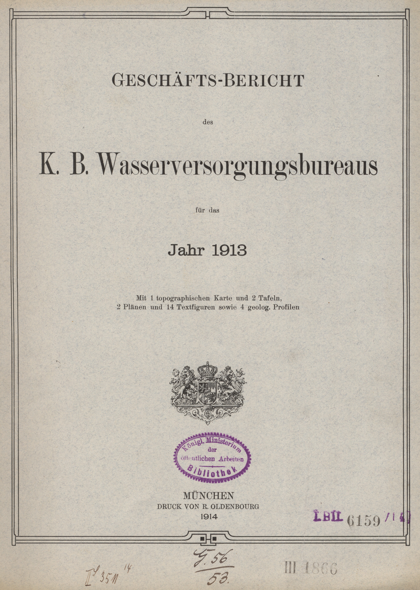 Geschäfts-Bericht des K.B. Wasserversorgungsbureaus : für das Jahr 1913