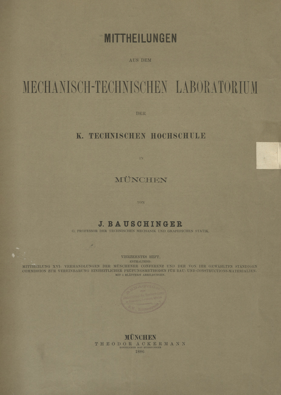 itteilungen aus dem Mechanisch -Technischen Laboratorium der K. Technischen Hochschule in München, H. 14