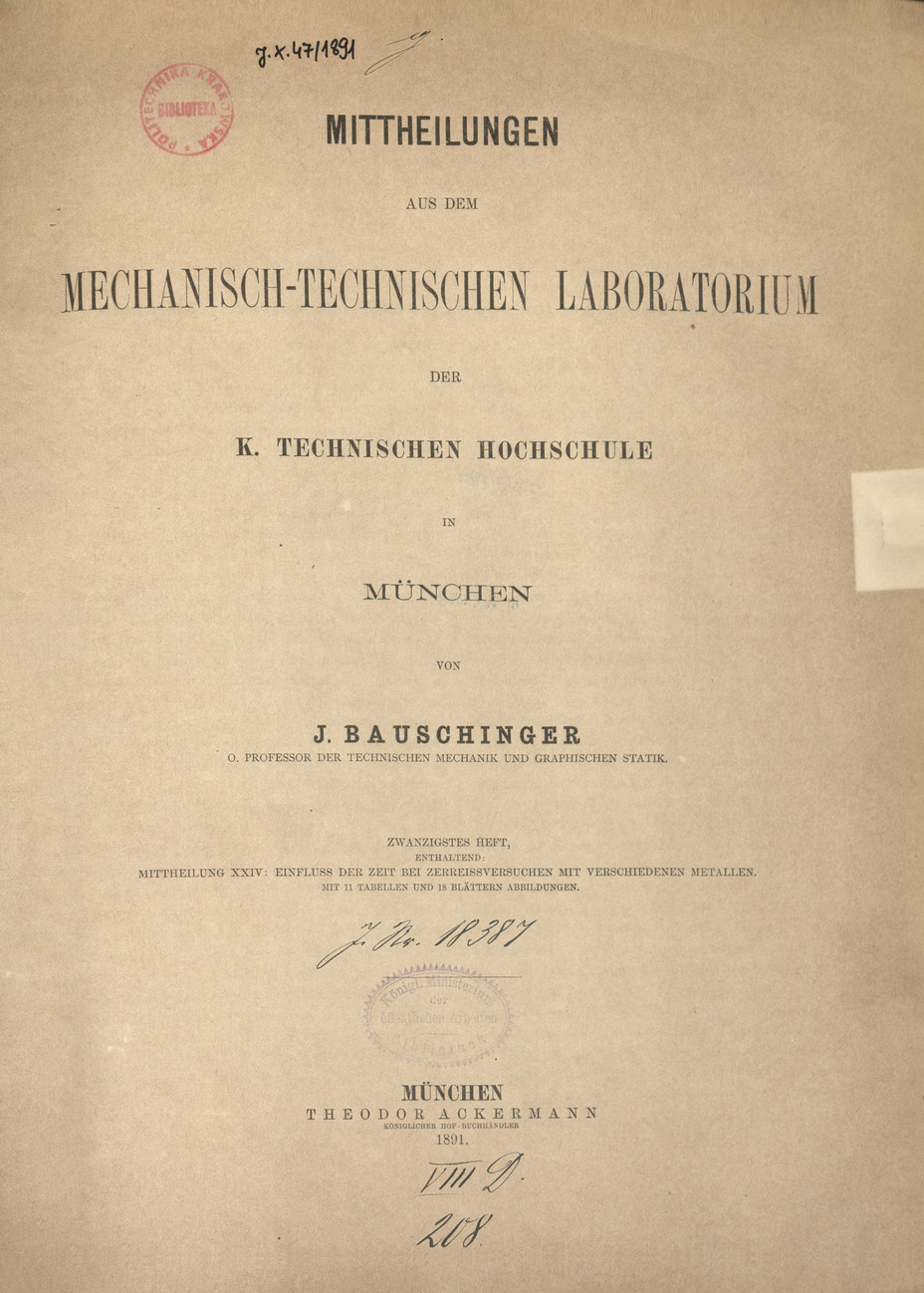 Mitteilungen aus dem Mechanisch -Technischen Laboratorium der K. Technischen Hochschule in München, H. 20