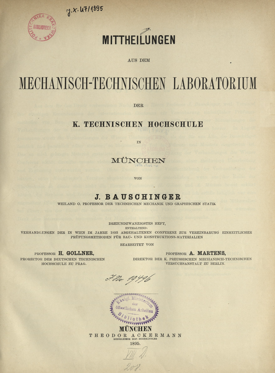 Mitteilungen aus dem Mechanisch -Technischen Laboratorium der K. Technischen Hochschule in München, H. 23