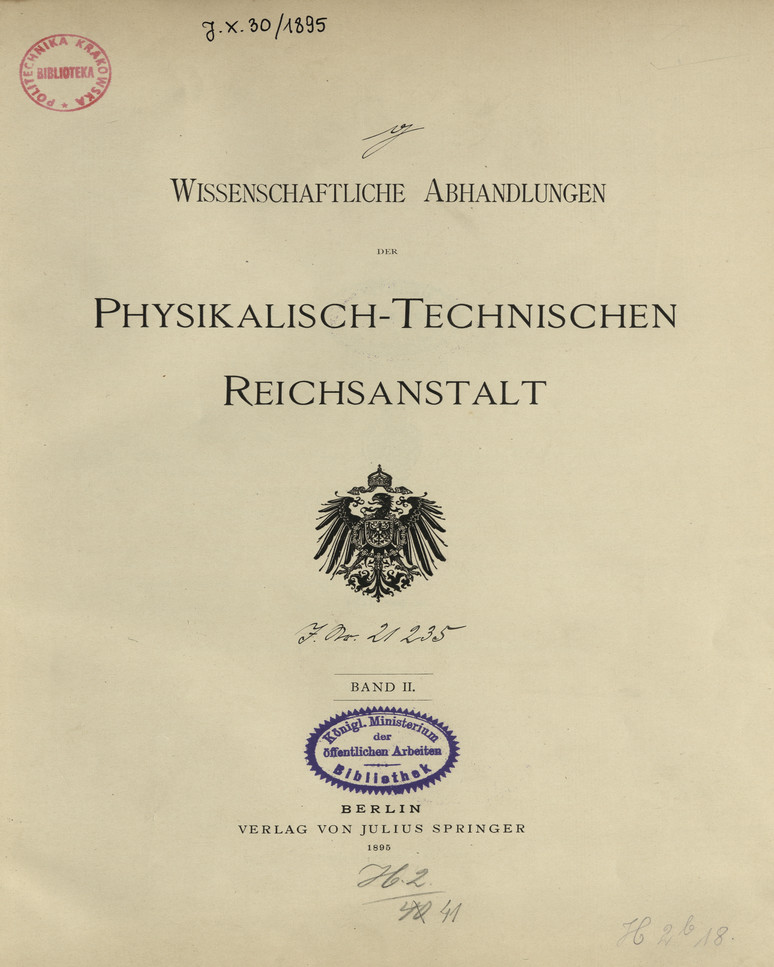 Wissenschaftliche Abhandlungen der Physikalisch-Technischen Reichsanstalt, Bd. 2