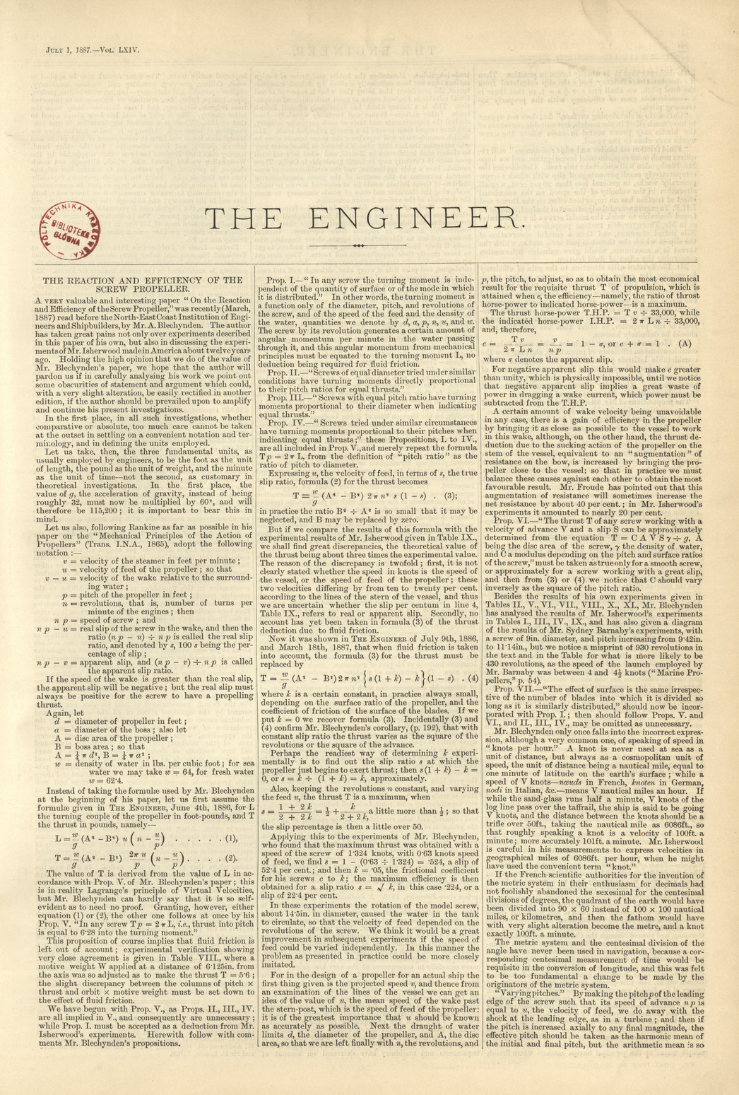 The Engineer, Vol.64, 1 July
