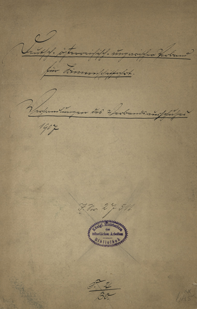 Verhandlungen des Verbands-Ausschusses über die Zugkraft auf den neuen Kanälen : (in Lindau i. B. am 31. Mai und 1. Juni 1907)