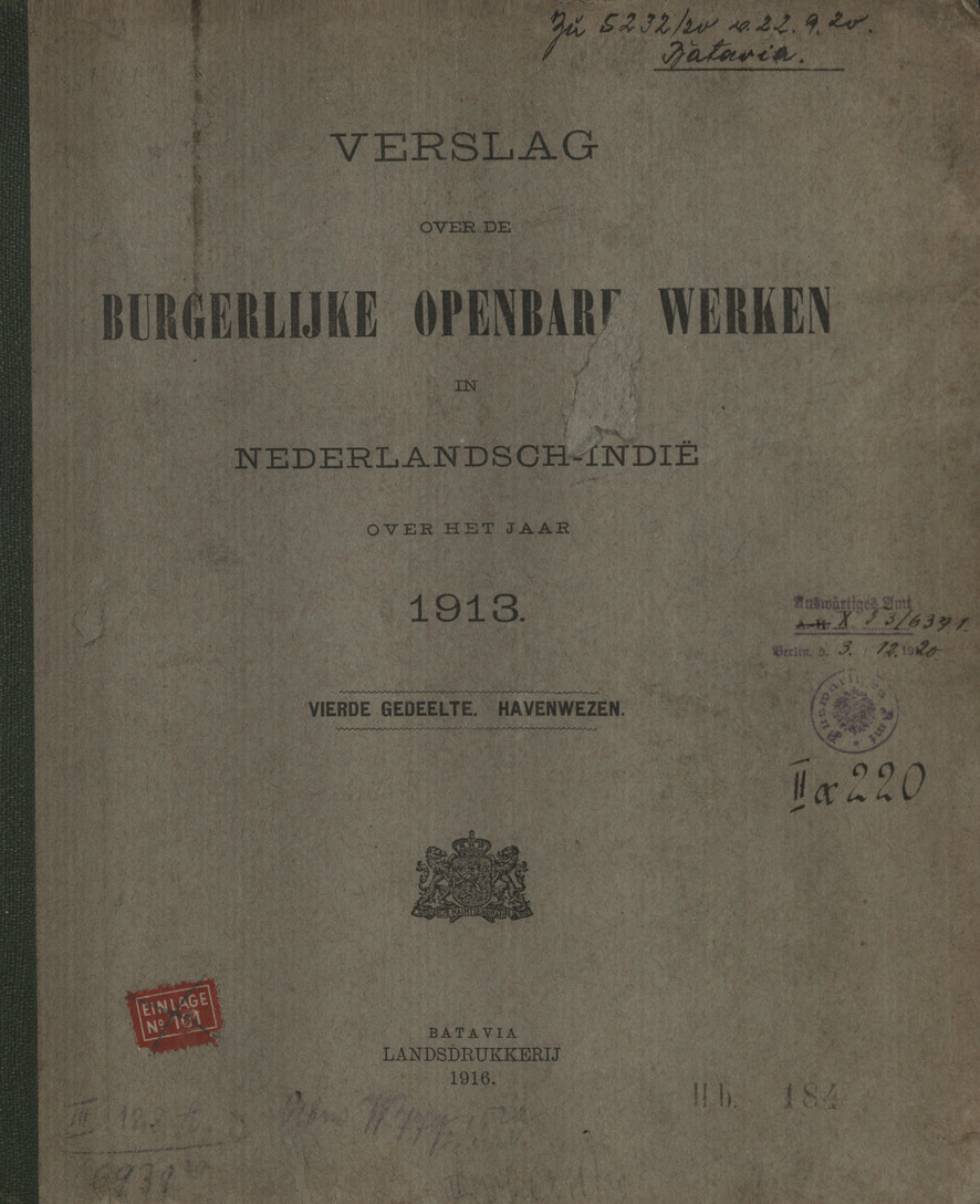 Verslag over de burgerlijke openbare werken in Nederlandsch-Indië over het jaar 1913. 4. gedeelte, Havenwezen