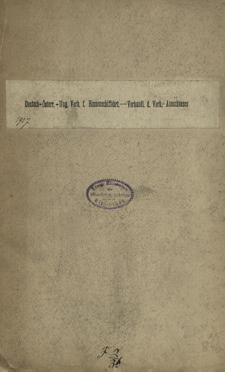 Verhandlungen des Verbands-Ausschusses über das Schleppmonopol : (festgestellt in der Sitzung in Lindau i. B. am 31. Mai 1907) : erste Sitzung in Breslau am 26. und 27. März 1907