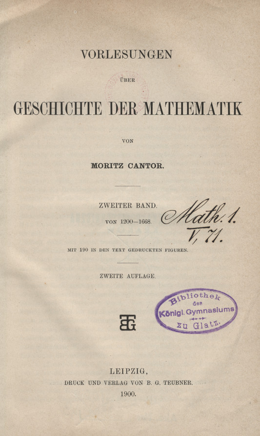 Vorlesungen über Geschichte der Mathematik. Bd. 2, Von 1200-1668