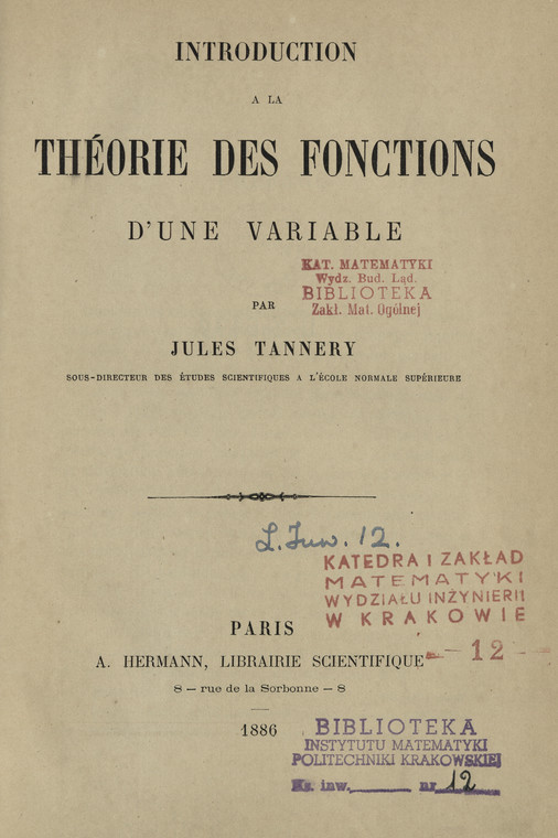 Introduction a la théorie des fonctions d&amp;#039;une variable
