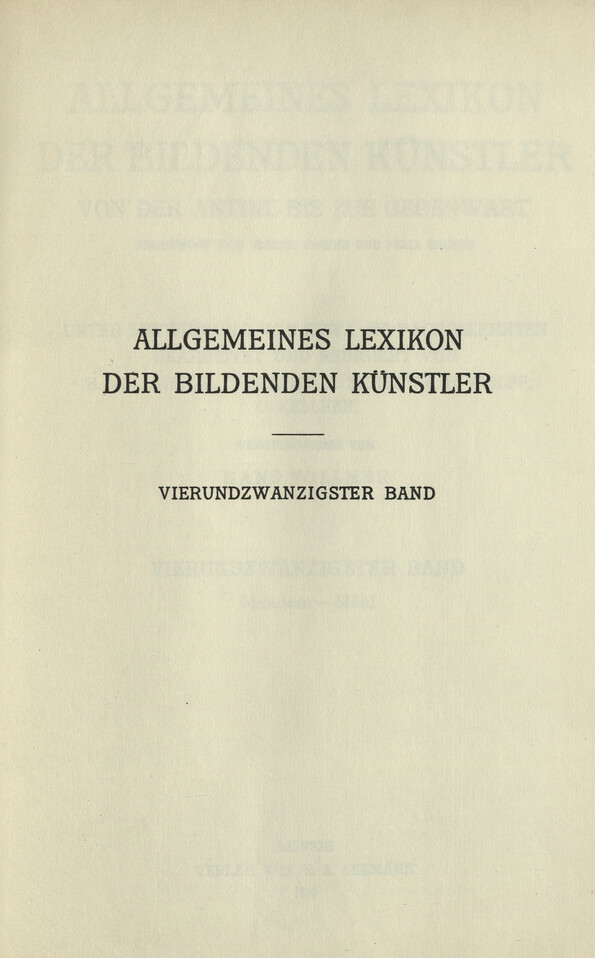 Allgemeines Lexikon der bildenden Künstler : von der Antike bis zur Gegenwart. Bd. 24, Mandere - Mohl