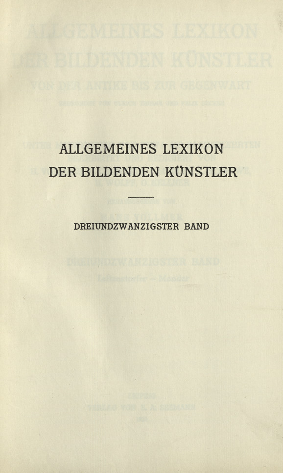 Allgemeines Lexikon der bildenden Künstler : von der Antike bis zur Gegenwart. Bd. 23, Leitenstorfer - Mander