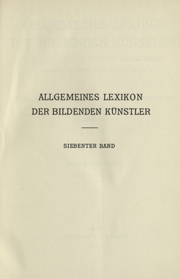 Allgemeines Lexikon der bildenden Künstler : von der Antike bis zur Gegenwart. Bd. 7, Cioffi - Cousyns