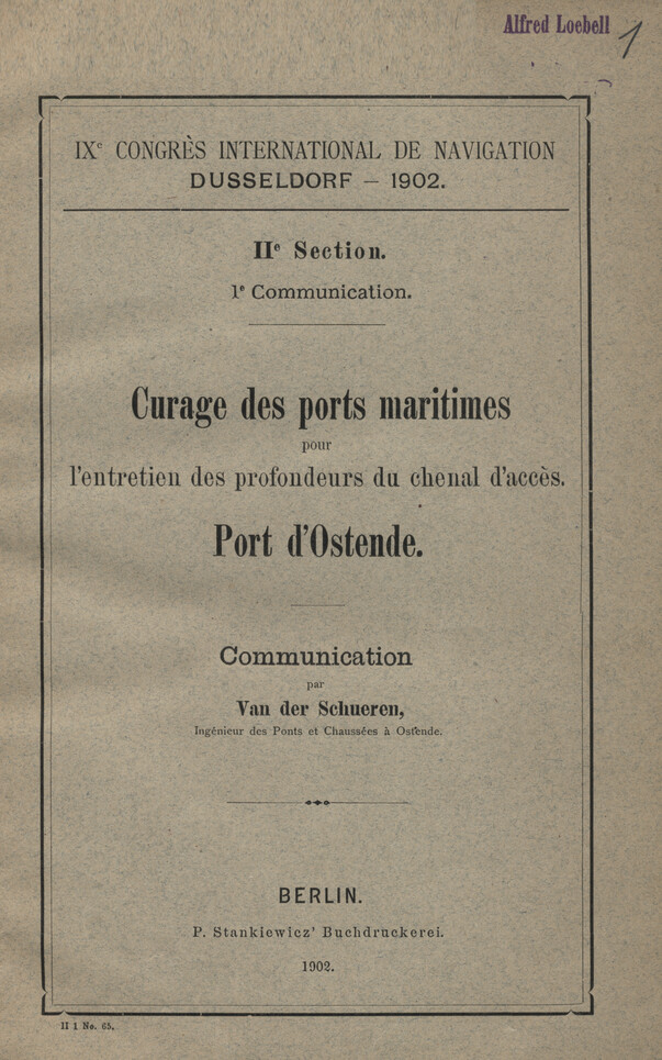 IX. Congrès International de Navigation, Dusseldorf - 1902. Sect. 2, Communication 1, Curage des ports maritimes pour l&amp;#039;entretien des profondeurs du chenal d&amp;#039;accès : communication
