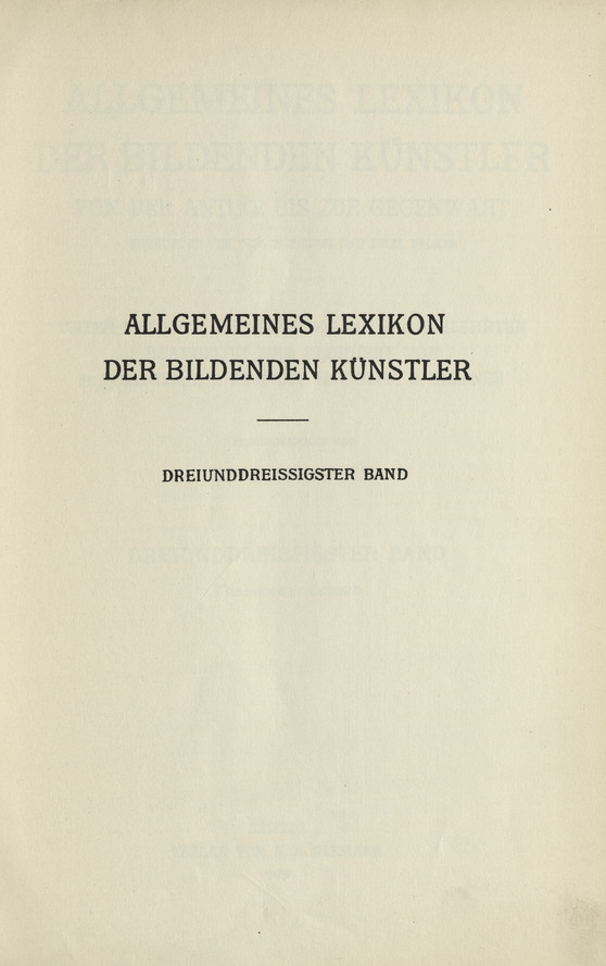 Allgemeines Lexikon der bildenden Kunstler : von der Antike bis zur Gegenwart. Bd. 33, Theodotos - Urlaub