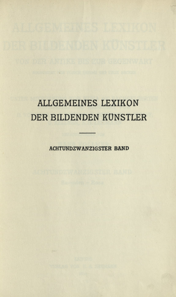 Allgemeines Lexikon der bildenden Künstler : von der Antike bis zur Gegenwart. Bd. 28, Ramsden - Rosa