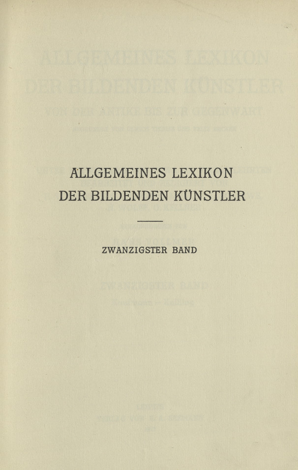 Allgemeines Lexikon der bildenden Künstler : von der Antike bis zur Gegenwart. Bd. 20, Kaufmann - Knilling