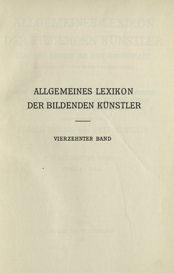 Allgemeines Lexikon der bildenden Künstler : von der Antike bis zur Gegenwart. Bd. 14, Giddens - Gress