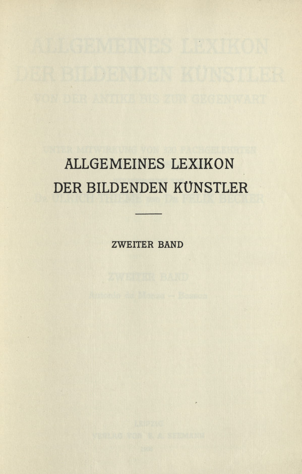 Allgemeines Lexikon der bildenden Künstler : von der Antike bis zur Gegenwart. Bd. 2, Antonio da Monza - Bassan