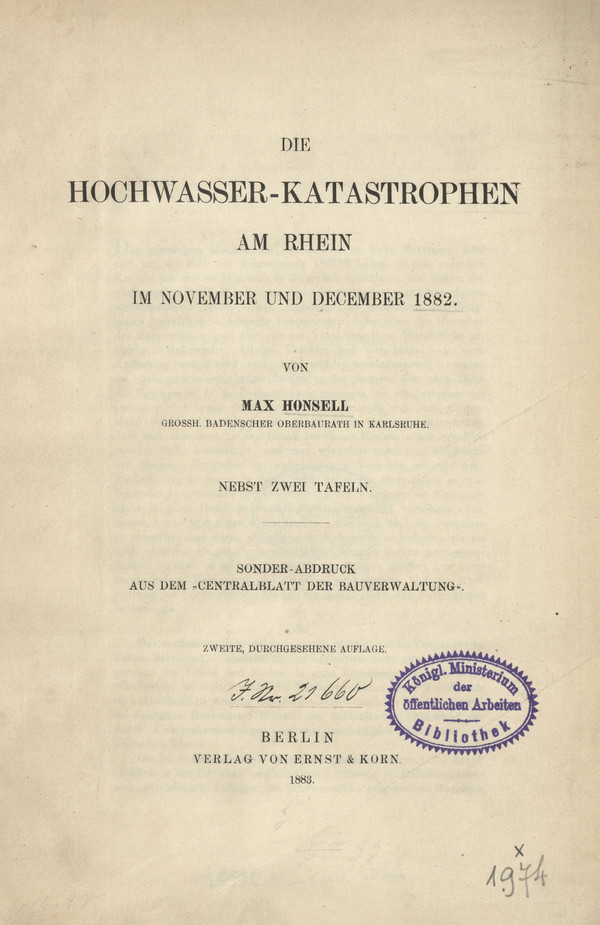 Die Hochwasser-Katastrophen am Rhein im November und December 1882