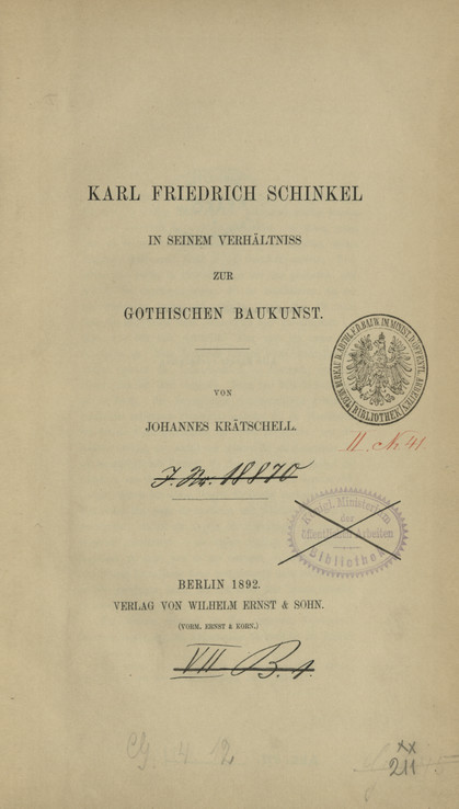 Karl Friedrich Schinkel in seinem Verhältniss zur Gothischen Baukunst