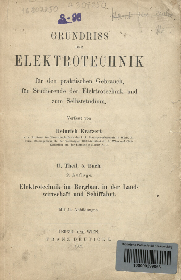Grundriss der Elektrotechnik. T. 2, B. 5, Elektrotechnik im Bergbau, in der Landwirtschaft und Schiffahrt