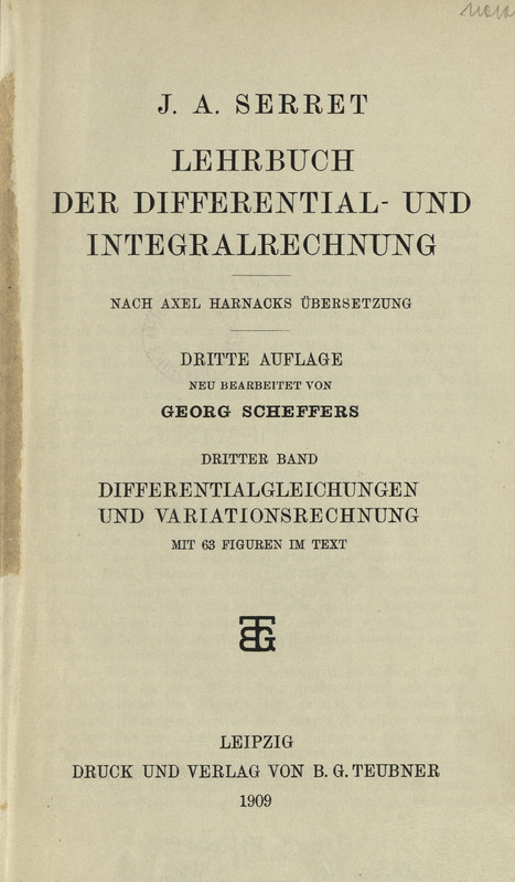 Lehrbuch der Differential- und Integralrechnung. Bd. 3, Differentialgleichungen und Variationsrechnung