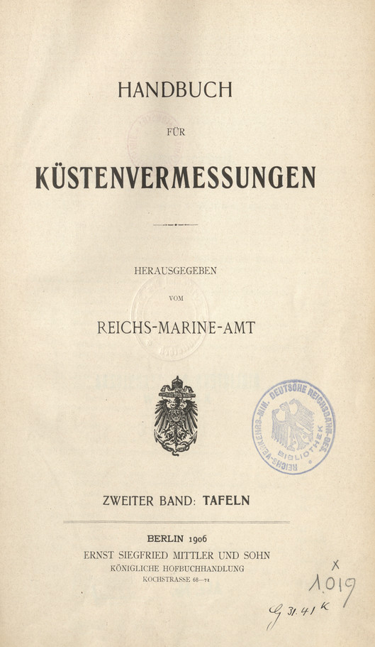 Handbuch für Küstenvermessungen. Bd. 2, Tafeln