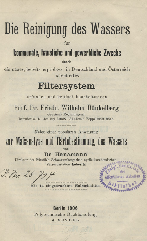 Die Reinigung des Wassers für kommunale, häusliche und gewerbliche Zwecke durch ein neues, bereits erprobtes, in Deutschland und Österreich patentiertes Filtersystem erfunden und kritisch