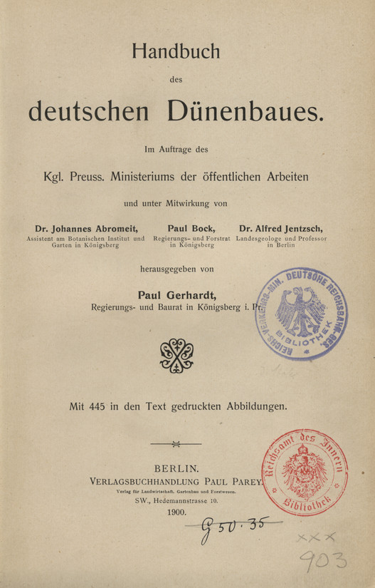 Handbuch des deutschen Dünenbaues