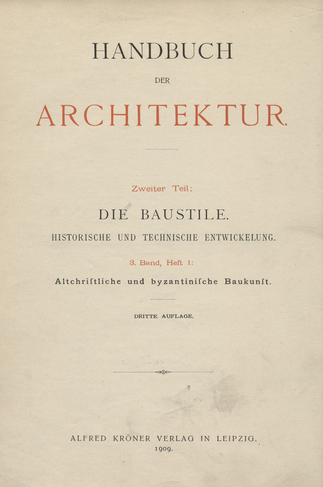 Altchristliche und byzantinische Baukunst. H. 1