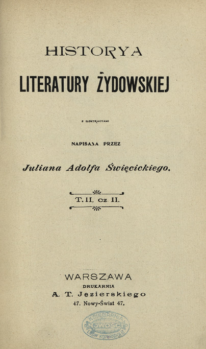 Historya literatury żydowskiej : z ilustracyami. T. 2, cz. 2