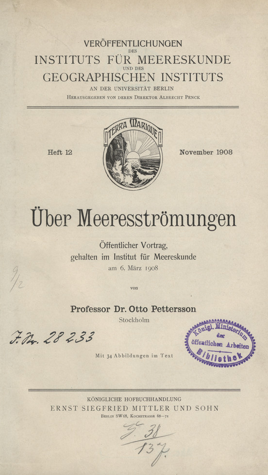 Über Meeresströmungen : öffentlicher Vortrag, gehalten im Institut für Meereskunde am 6. März 1908