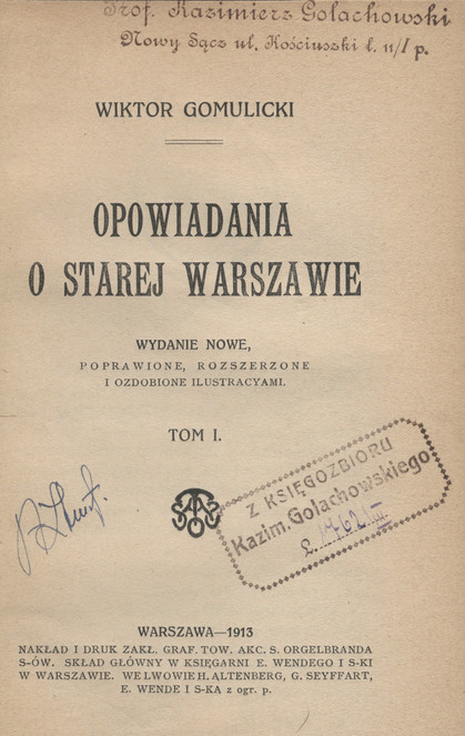 Opowiadania o starej Warszawie. T. 1