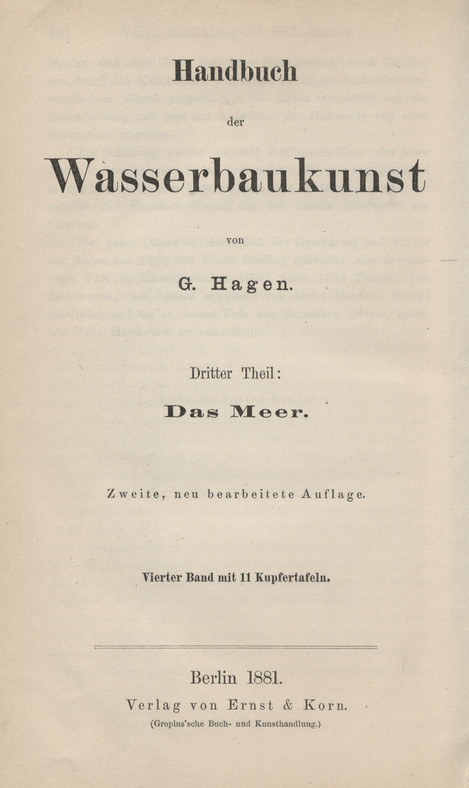 Handbuch der Wasserbaukunst. Theil 3, Das Meer. Bd. 4, Seeufer- und Hafen-Bau