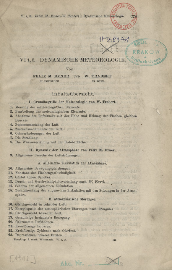 Encyklopädie der mathematischen Wissenschaften mit Einschluss ihrer Anwendungen. Bd. 6, Geodäsie und Geophysik. T. 1 B, H. 3