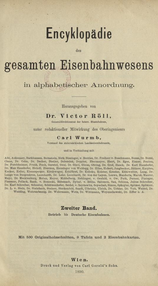 Encyklopädie des gesamten Eisenbahnwesens in alphabetischer Anordnung. Bd. 2, Betrieb bis Deutsche Eisenbahnen